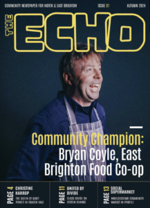 Founder of East Brighton Food Co-op, Bryan Coyle, on the cover of the first ever East Brighton Trust newsletter