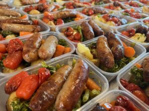 Tasty Sausage and Mash with seasonal vegetables